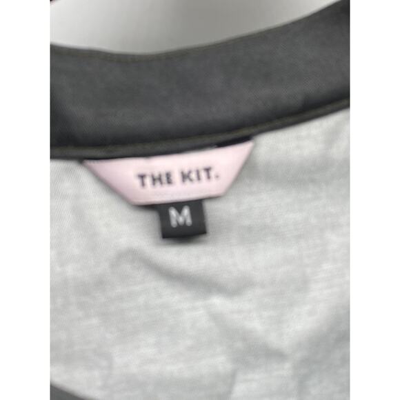 THE KIT. Women's Black Denim Short Sleeve Half-Button Wide-Leg Jumpsuit SZ M - Picture 6 of 9